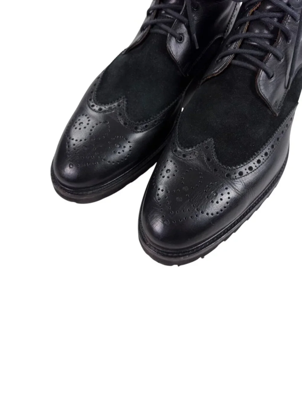 Saks Fifth Avenue Bradford Wingtip Boots Mens 12 M Black Leather Made In ITALY